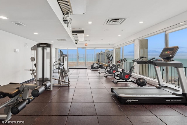 6171 N Sheridan Rd Unit 2704, Chicago, IL 60660 - exercise room featuring recessed lighting and a water view