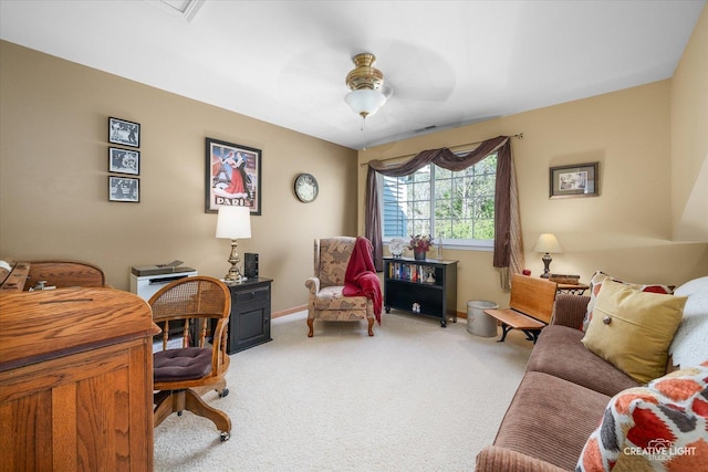 office space with light colored carpet and baseboards