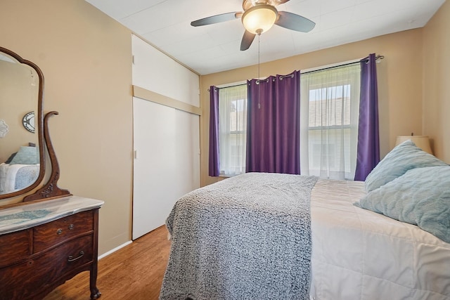 1009 W Madison St, Ottawa, IL 61350 - bedroom featuring wood finished floors, ceiling fan, and a closet