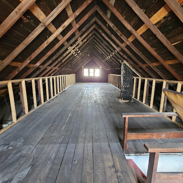 view of unfinished attic