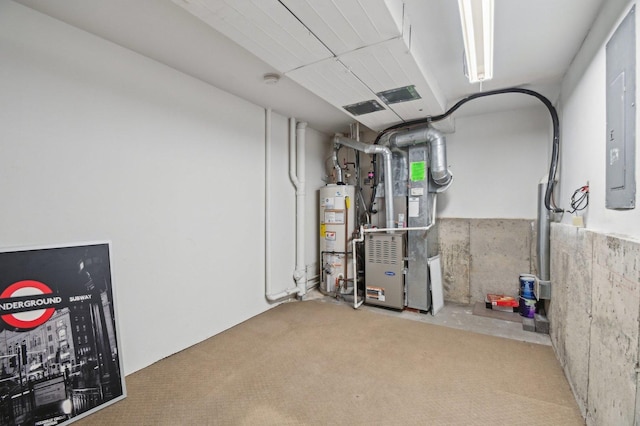 utilities with water heater and heating unit