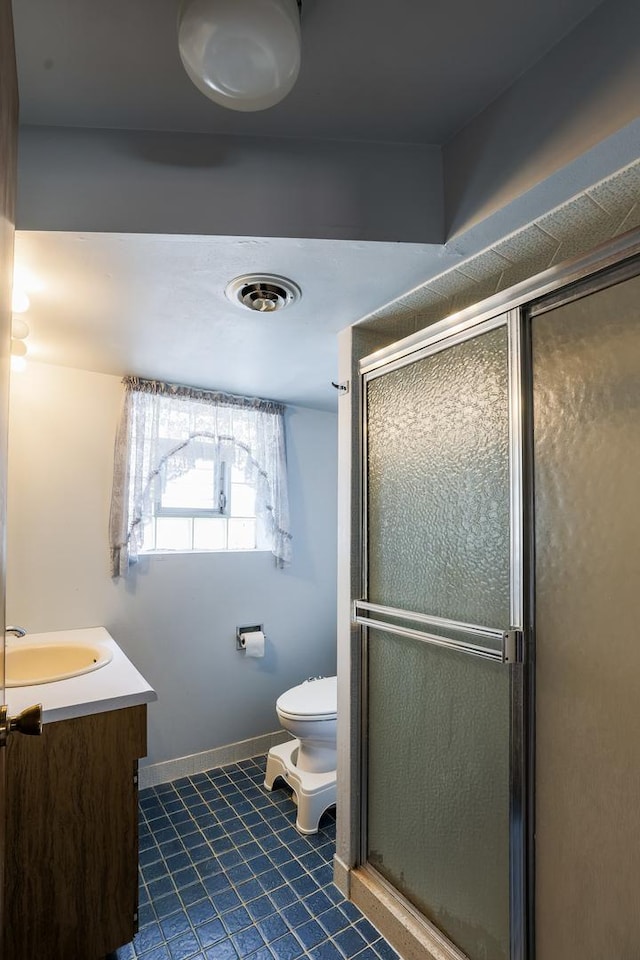 18727 Sherman St, Lansing, IL 60438 - bathroom featuring toilet, a stall shower, and vanity