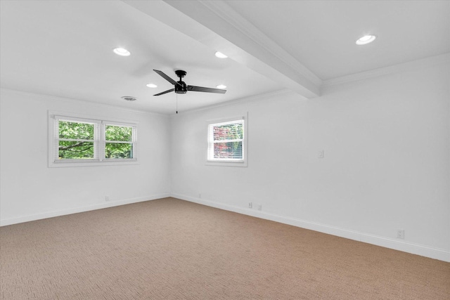811 Hamilton Dr, Champaign, IL 61820 - unfurnished room featuring crown molding, recessed lighting, plenty of natural light, a ceiling fan, and carpet
