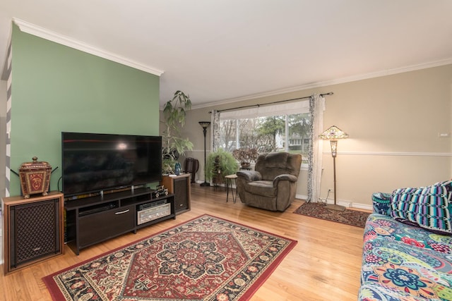 4000 Elm St, Downers Grove, IL 60515 - living area featuring ornamental molding, light wood-type flooring, and baseboards