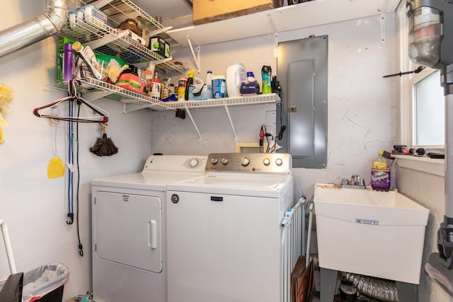 4000 Elm St, Downers Grove, IL 60515 - laundry room with electric panel and washing machine and dryer