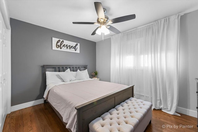 3121 Paris Ave Unit 304, River Grove, IL 60171 - bedroom with wood finished floors, baseboards, and ceiling fan