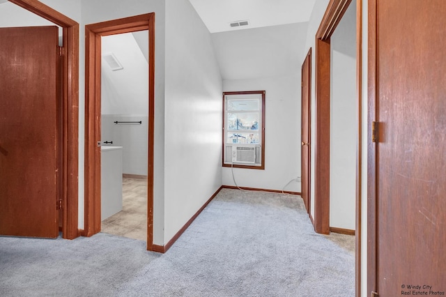 337 George Ave, Waukegan, IL 60085 - corridor with carpet, lofted ceiling, baseboards, and cooling unit