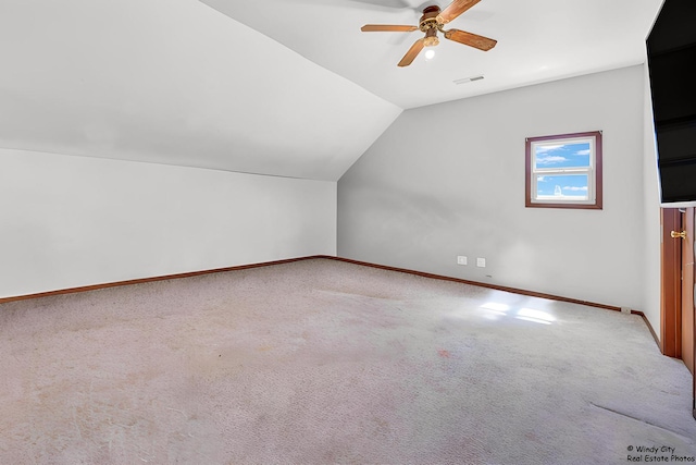 337 George Ave, Waukegan, IL 60085 - bonus room with ceiling fan, carpet floors, lofted ceiling, and baseboards