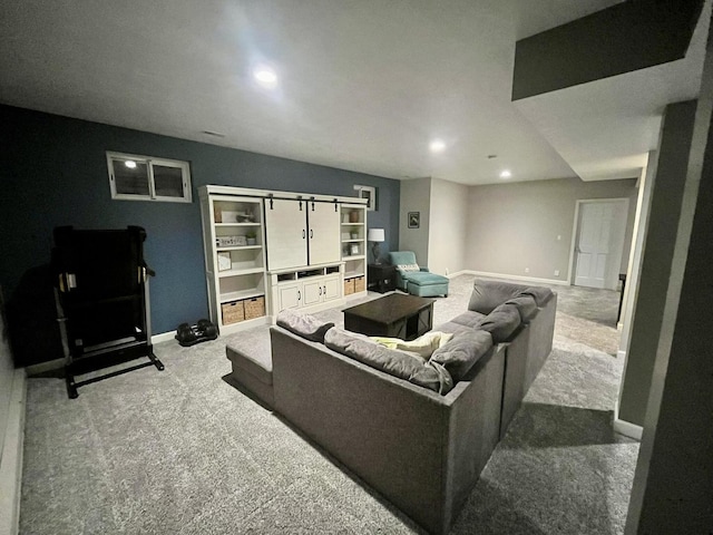 1143 N Westshore Blvd, Manteno, IL 60950 - living room featuring baseboards, carpet floors, and recessed lighting