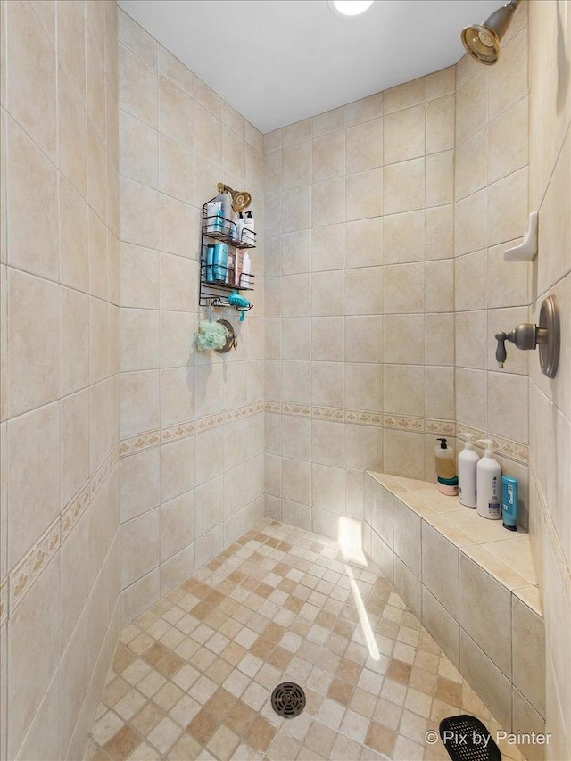 full bath featuring a tile shower