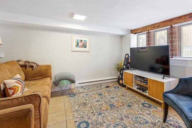 3809 N Kenmore Ave, Chicago, IL 60613 - living room featuring baseboard heating and light tile patterned floors