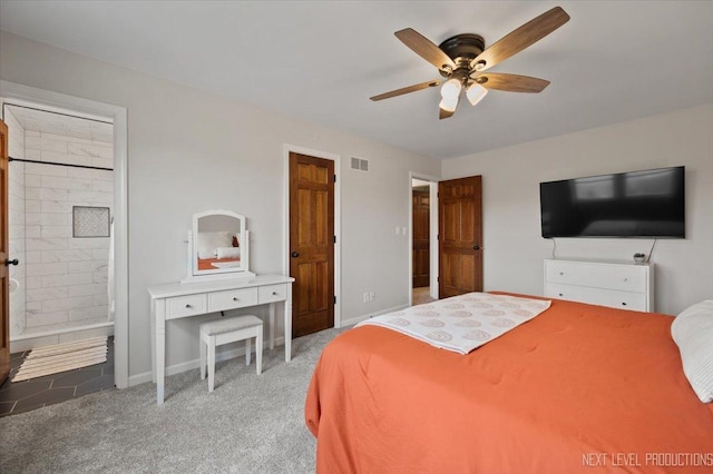 20 S Cambridge Dr, Geneva, IL 60134 - bedroom featuring carpet, baseboards, ensuite bathroom, and a ceiling fan