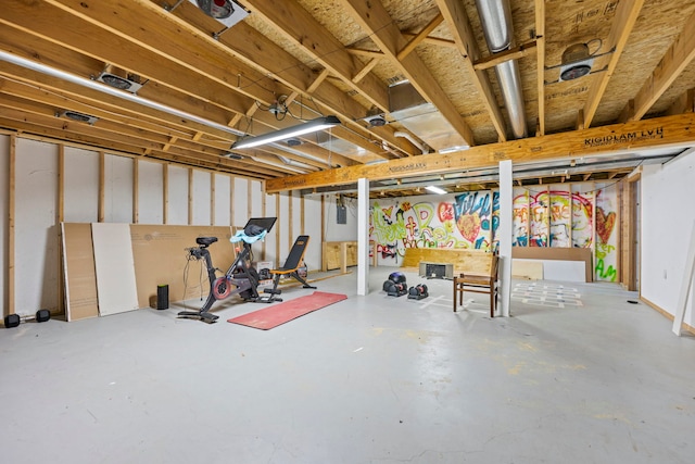 view of unfinished basement