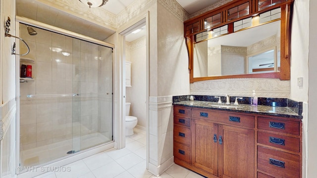 190 Washo Ct, Lake Zurich, IL 60047 - full bathroom with toilet, a stall shower, vanity, and tile patterned floors