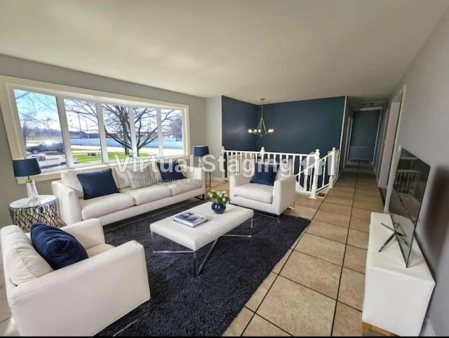 23530 W Gagne Ln, Plainfield, IL 60586 - tiled living room with a chandelier