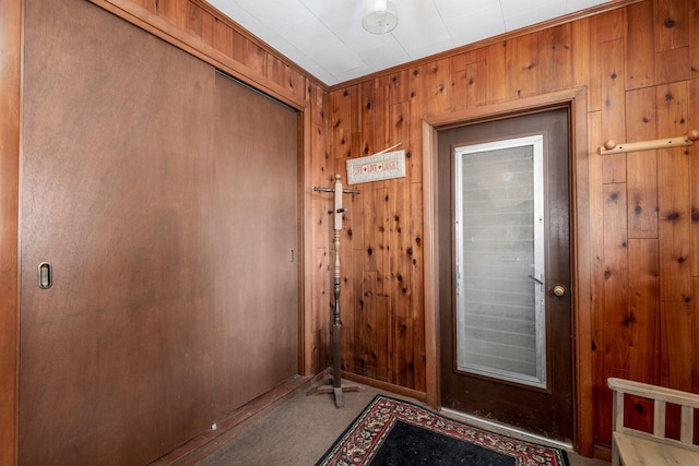 2651 E 2900 N Rd, Ancona, IL 61311 - doorway with wooden walls and carpet flooring