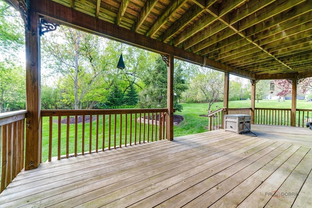 deck with a lawn
