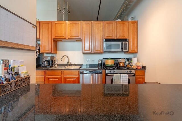 kitchen with appliances with stainless steel finishes and a sink