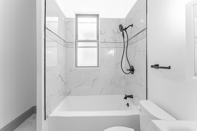 6602 S Marquette Ave, Chicago, IL 60637 - bathroom with toilet, marble finish flooring, and shower / tub combination