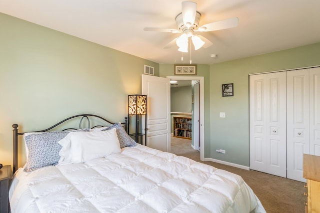 101 Boathouse Rd, Pingree Grove, IL 60140 - carpeted bedroom with a closet, baseboards, and ceiling fan