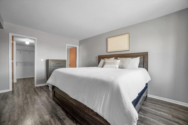 463 Valley Dr Unit 303, Naperville, IL 60563 - bedroom with dark wood-style flooring, a spacious closet, baseboards, and a closet