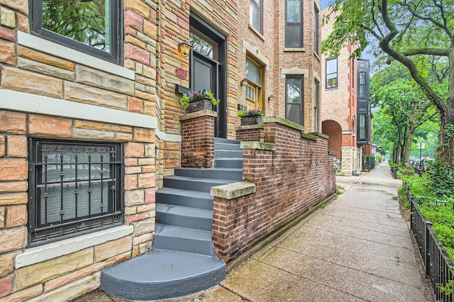 2153 N Sedgwick St, Chicago, IL 60614 - property entrance featuring stone siding