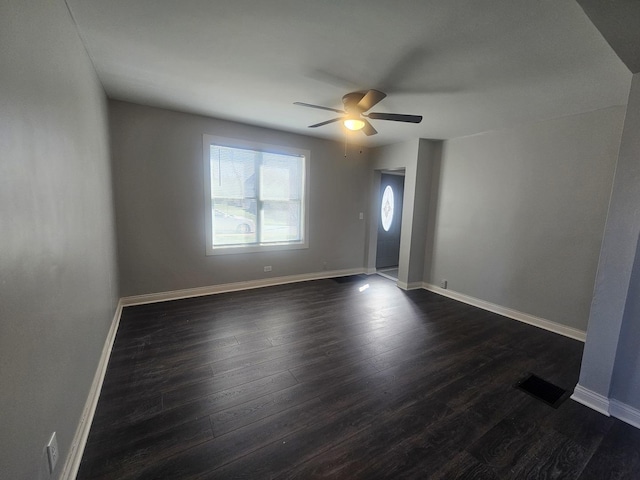 442 Hickory Pl, Elgin, IL 60120 - empty room featuring ceiling fan, dark wood-type flooring, and baseboards