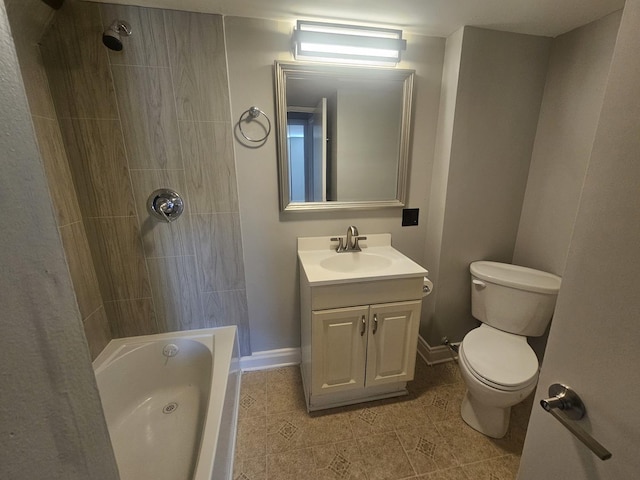 442 Hickory Pl, Elgin, IL 60120 - bathroom featuring tile patterned flooring, toilet, baseboards, vanity, and shower / bath combination