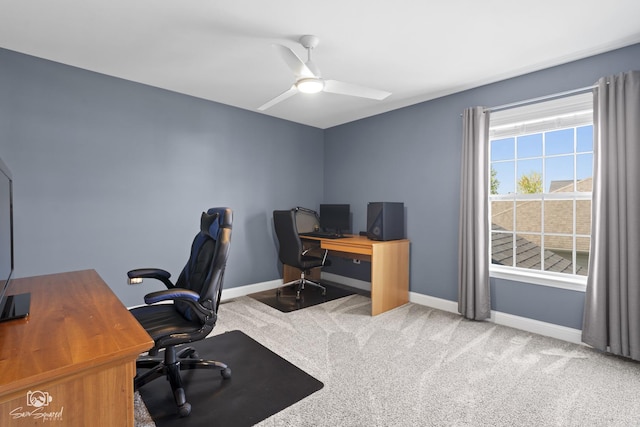 16436 S Mueller Cir, Plainfield, IL 60586 - office with carpet flooring, baseboards, and ceiling fan