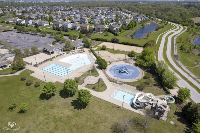 16436 S Mueller Cir, Plainfield, IL 60586 - aerial view of a pool area and a nearby body of water