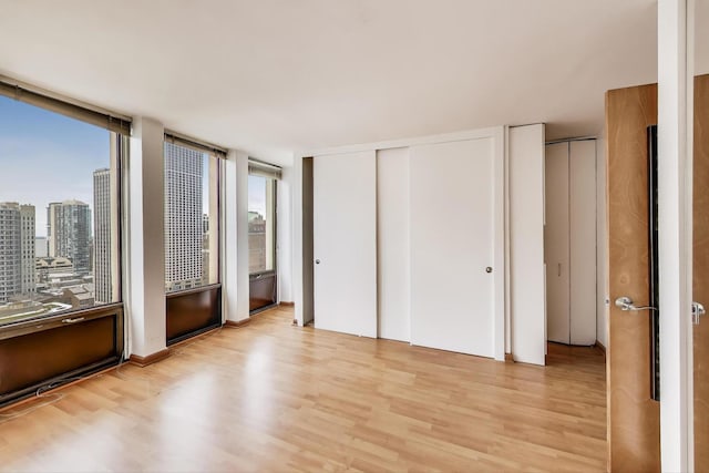 100 E Walton St Unit 25F, Chicago, IL 60611 - unfurnished bedroom with light wood-type flooring and multiple closets