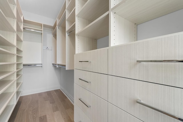 walk in closet featuring wood finished floors