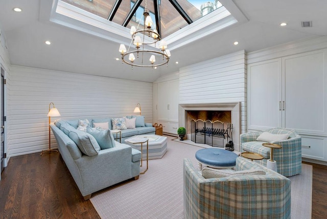 1534 N Dearborn Pkwy, Chicago, IL 60610 - living area featuring a chandelier, wood finished floors, recessed lighting, and lofted ceiling