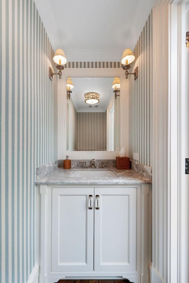 1534 N Dearborn Pkwy, Chicago, IL 60610 - bathroom featuring wallpapered walls and vanity