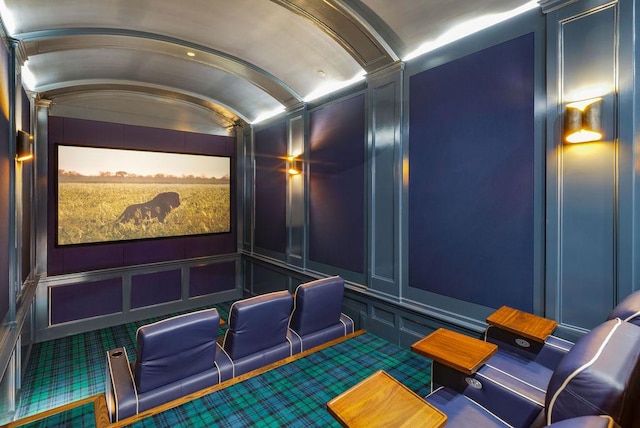 1534 N Dearborn Pkwy, Chicago, IL 60610 - cinema featuring a decorative wall, carpet floors, and vaulted ceiling