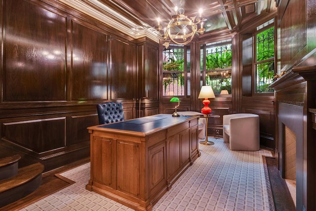 1534 N Dearborn Pkwy, Chicago, IL 60610 - office space with a chandelier and wooden walls