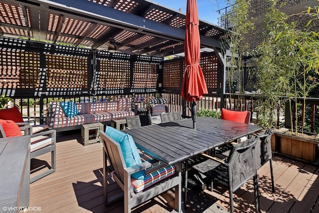deck featuring a pergola