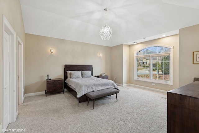 20662 Francisca Way, Frankfort, IL 60423 - bedroom with carpet, a chandelier, baseboards, and lofted ceiling