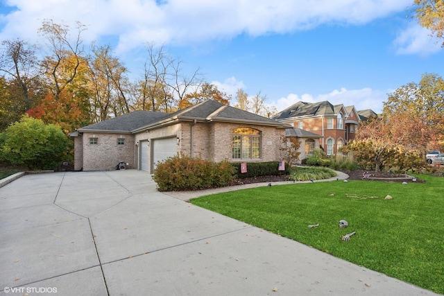 20662 Francisca Way, Frankfort, IL 60423 - view of front of property with an attached garage, a front yard, concrete driveway, brick siding, and a shingled roof