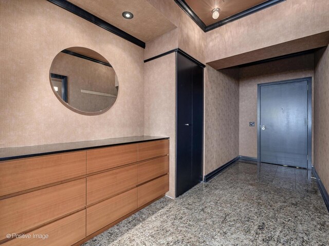 33 W Ontario St Unit 58E, Chicago, IL 60654 - hallway featuring granite tiled floors and baseboards