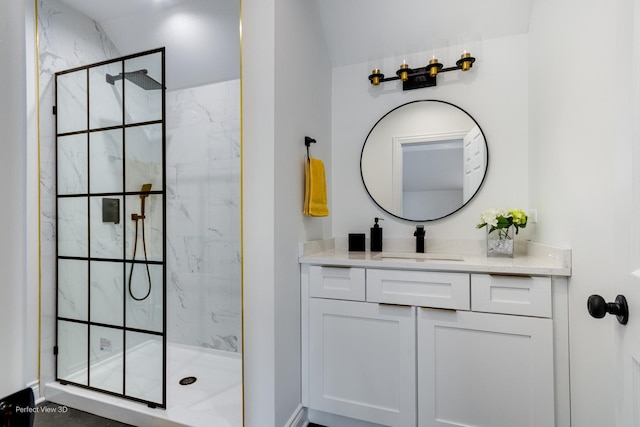 7317 S Maryland Ave, Chicago, IL 60619 - bathroom featuring a marble finish shower and vanity