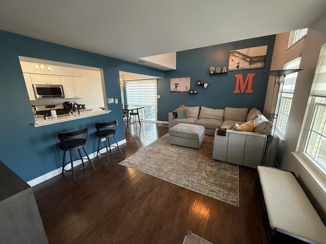 8223 170th St, Tinley Park, IL 60477 - living area featuring dark wood finished floors and baseboards