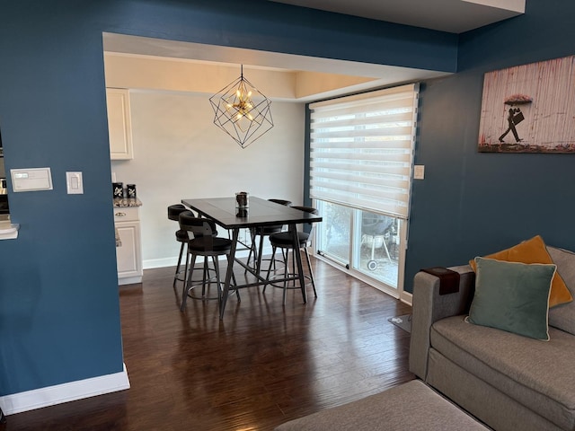 8223 170th St, Tinley Park, IL 60477 - dining room with a chandelier, baseboards, and dark wood-style floors
