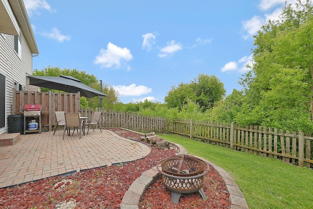 17 Ronan Ct, Lake In The Hills, IL 60156 - view of patio / terrace with an outdoor fire pit, grilling area, and outdoor dining area