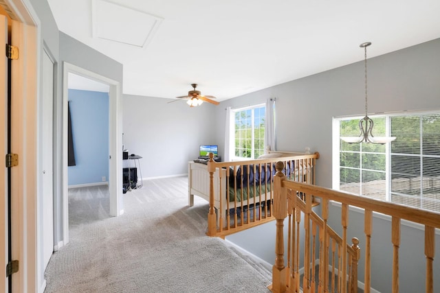 17 Ronan Ct, Lake In The Hills, IL 60156 - hall with an upstairs landing, carpet flooring, and baseboards