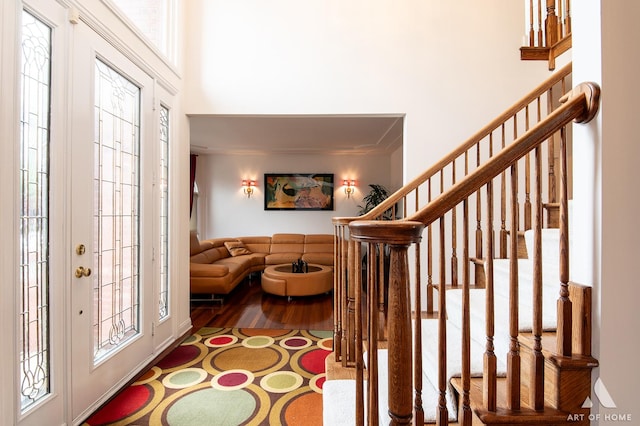 3713 Ballantrae Way, Flossmoor, IL 60422 - foyer entrance with wood finished floors, stairway, and crown molding