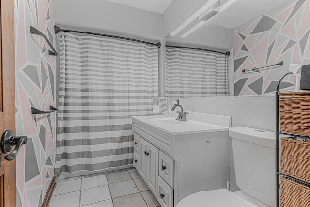 25647 W Old Grand Ave, Ingleside, IL 60041 - full bath featuring toilet, vanity, tile patterned floors, and curtained shower
