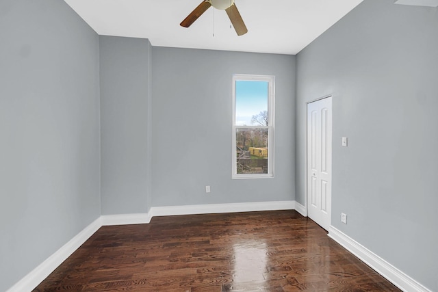 7223 S Union Ave, Chicago, IL 60621 - empty room with ceiling fan, dark wood finished floors, and baseboards