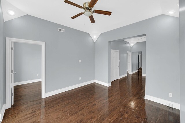 7223 S Union Ave, Chicago, IL 60621 - unfurnished room with lofted ceiling, ceiling fan, wood finished floors, and baseboards