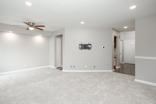 1224 Clearview Ct, Buffalo Grove, IL 60089 - carpeted spare room with recessed lighting, a ceiling fan, and baseboards